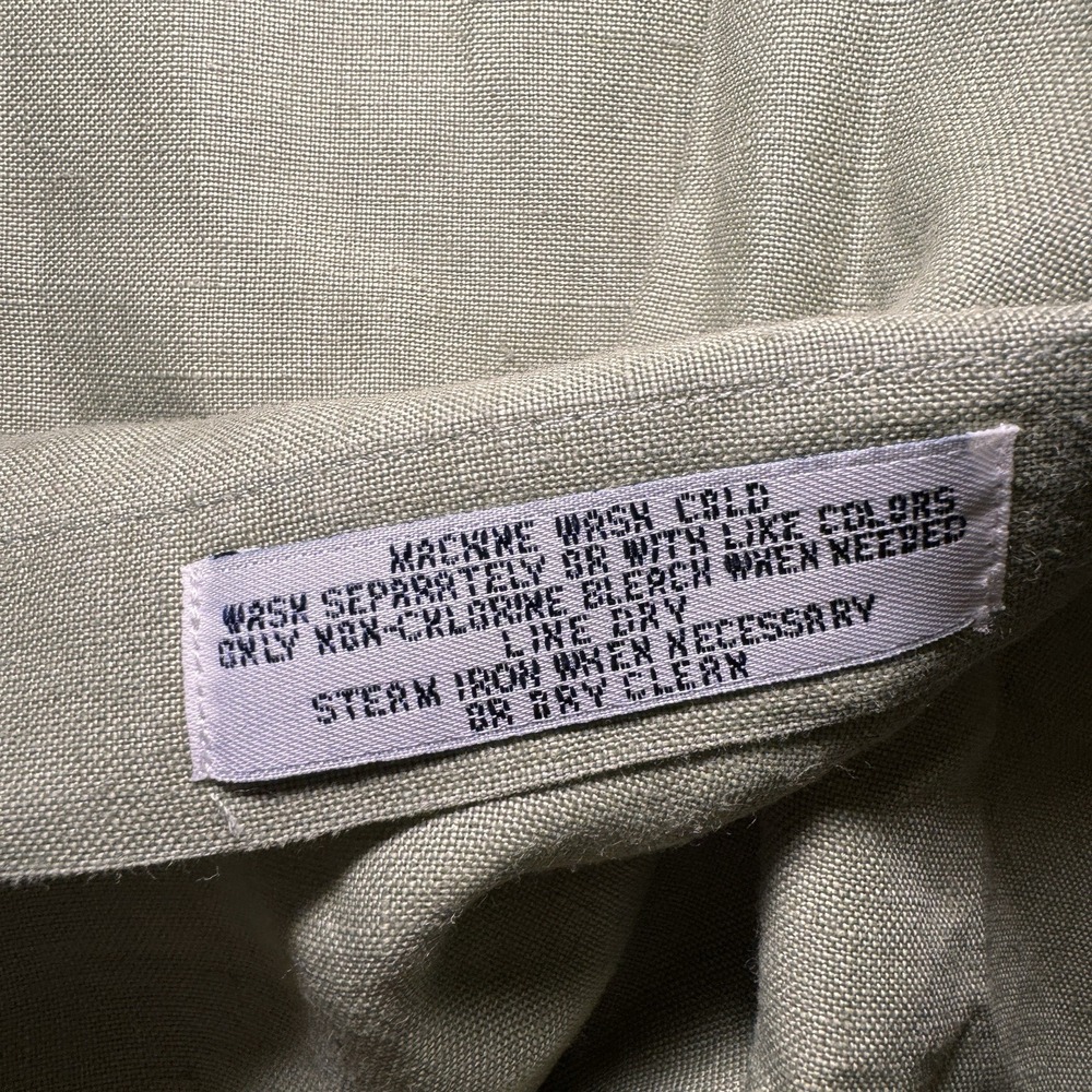 Brooks Brothers Sport Shirt Mens M Medium Green 100 Irish Linen Vintage Long - Picture 3 of 9